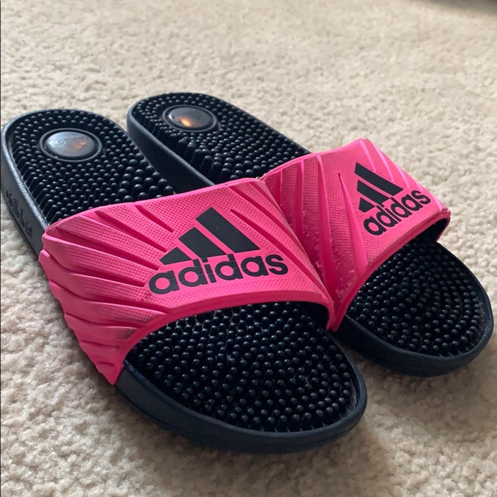 Adidas // hot pink slides